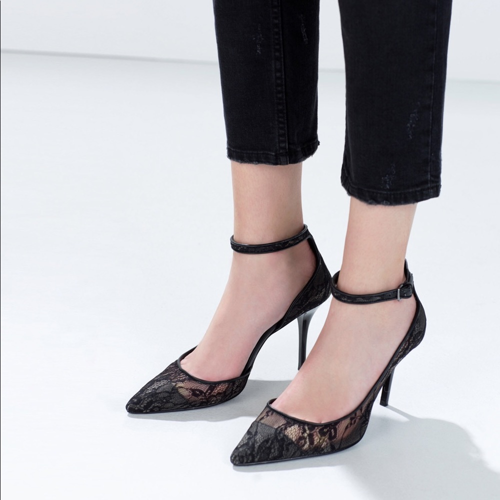 Zara Lace Heels with Ankle Strap